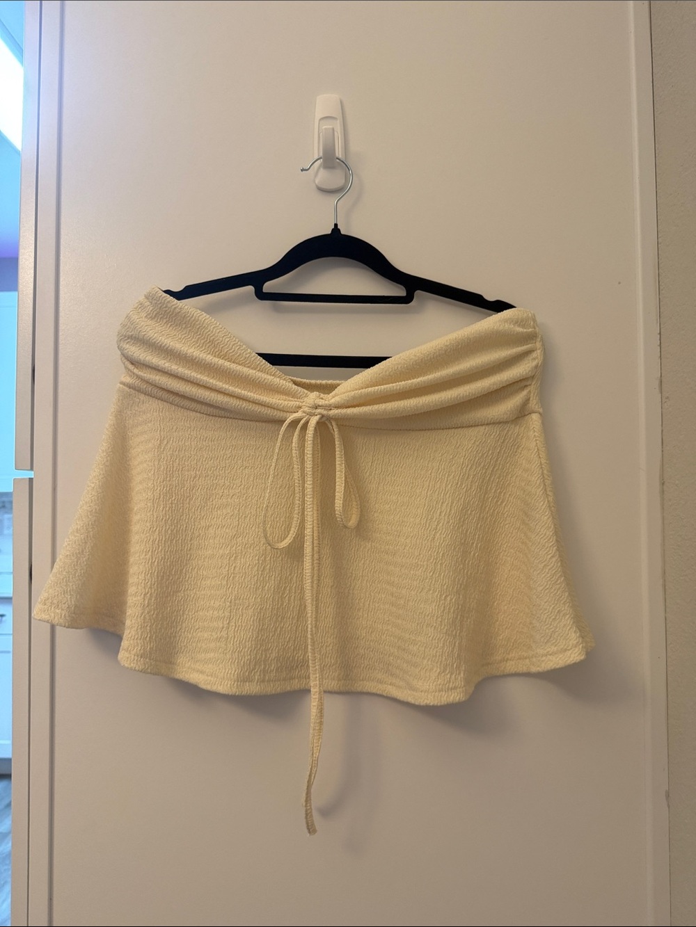 Off-Shoulder Tie-Front Women's Top in Cream